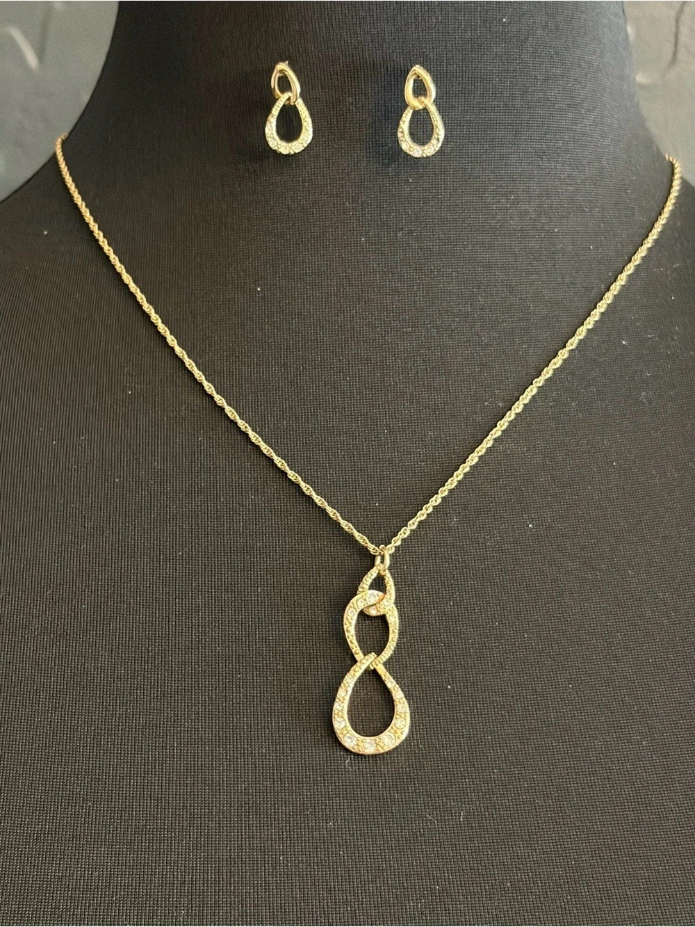Gold-Tone Infinity Pendant Necklace & Earrings